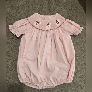 Pink Santa Embroidered Kids‎ Bodysuit